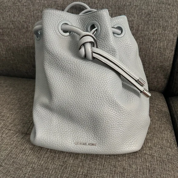 Michael Kors Dahlia Powder Blue Pebble Leather Backpack Bag Michael Kors Collection Dahlia Baby Blue Drawstring Pebble  main image 2
